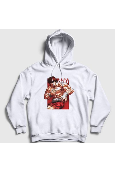 Presmono Φούτερ με κουκούλα Unisex White Strong V2 Anime Hanma Baki 319277 ττ