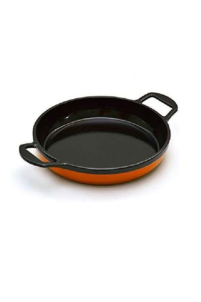 Silver 20cm Iron Casting Sahan Pan - Orange Black Shiny