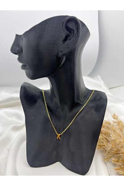 Yıldız Accessory قلادة بحروف فولاذية باللون الذهبي - حرف K