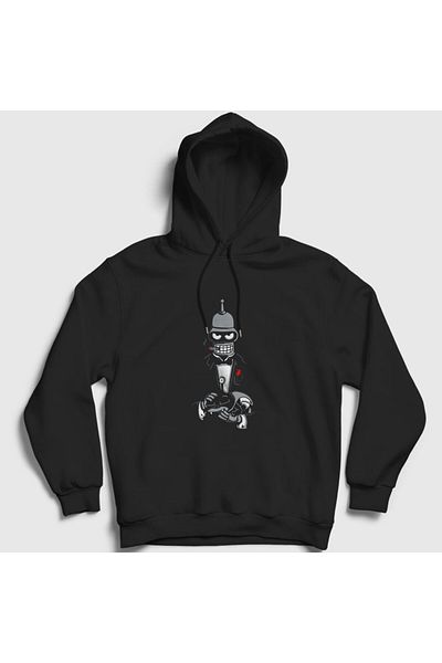 Presmono Unisex Μαύρο φούτερ Futurama με κουκούλα - Godfather Robot Bender 306368 ττ