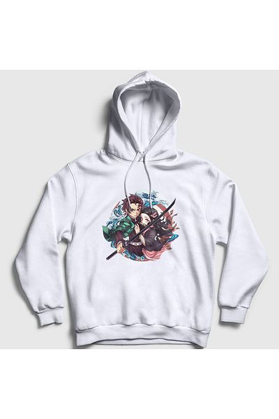 Presmono Unisex Λευκό Tanjiro Nezuko Anime Demon Slayer Kimetsu No Yaiba Φούτερ με κουκούλα 308957 ττ