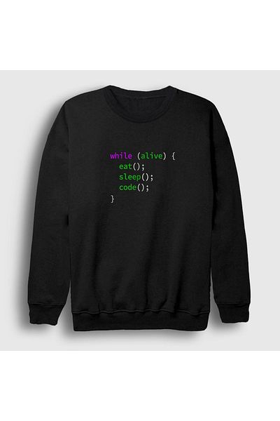 Presmono Φούτερ Unisex Black Eat Sleep Code Repeat Developer Software 332151 ττ