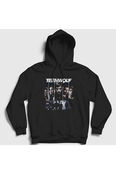 Presmono Unisex Μαύρη αφίσα της σειράς Teen Wolf Hooded φούτερ 338217 ττ