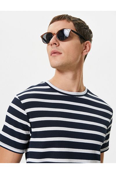 Koton Short Sleeve Crew Neck Slim Fit Striped T-Shirt