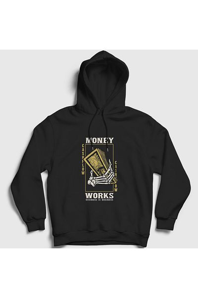 Presmono Унисекс черен суитшърт с качулка Money Works 289943tt