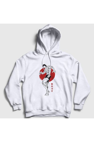 Presmono Φούτερ με κουκούλα Unisex White Fighter Anime Hanma Baki 317427 ττ