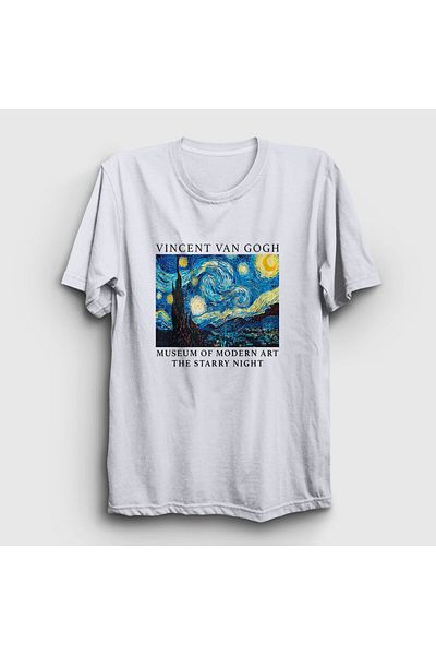 Presmono Μπλουζάκι Unisex White Starry Night V2 Art Painter Vincent Van Gogh 303230 ττ