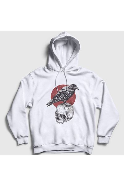 Presmono White Skull Crow Crow - Unisex φούτερ με κουκούλα 327081 ττ