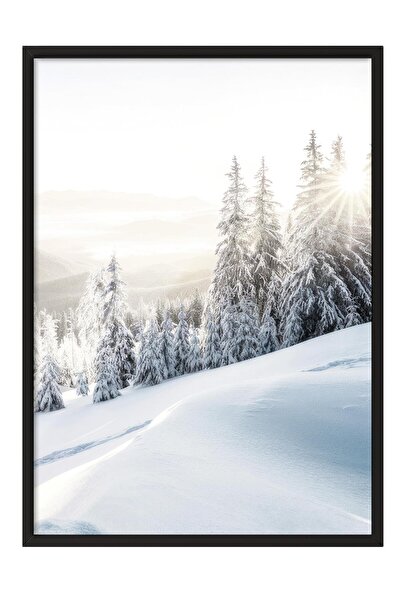 Postifull Pictură înrămată Winter Sunrise, cadru negru și poster, pictură mur...