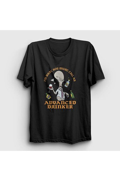 Presmono Μπλουζάκι Unisex Black Advanced Drinker Roger Smith Τηλεοπτική σειρά American Dad 299082 ττ