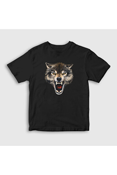 Presmono Unisex dečji crni Rage Wolf Wolf T-shirt 307152tt