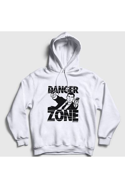 Presmono Φούτερ Unisex White Danger Zone Sterling Archer με κουκούλα 299563 ττ