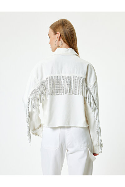 Koton Croială confortabilă - Jachetă de blugi crop cu nasturi și ciucuri