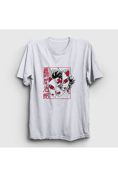 Presmono Μπλουζάκι Unisex Λευκή Μάσκα Tanjiro Kamado Anime Demon Slayer Kimetsu No Yaiba 307565 ττ
