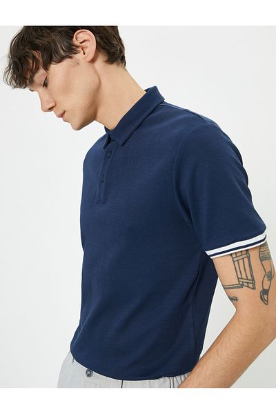 Koton Tricou slim cu mânecă scurtă, cu nasturi, cu gât polo