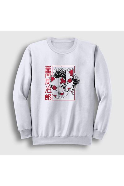 Presmono Unisex Λευκή Μάσκα Tanjiro Kamado Anime Demon Slayer Kimetsu No Yaiba Φούτερ 307608 ττ