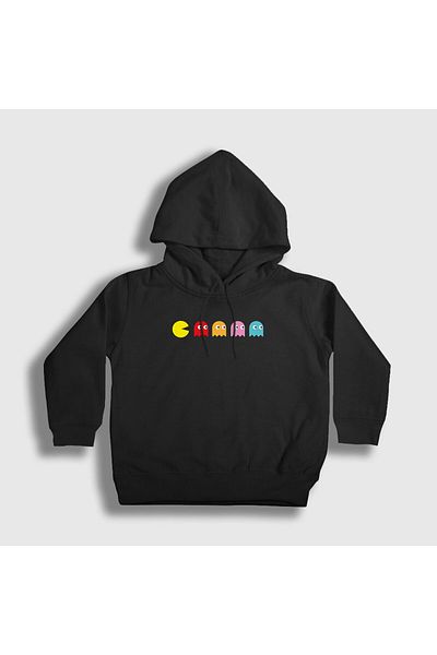 Presmono Унисекс детски черен суитшърт с качулка Pac Man Pacman 312429tt