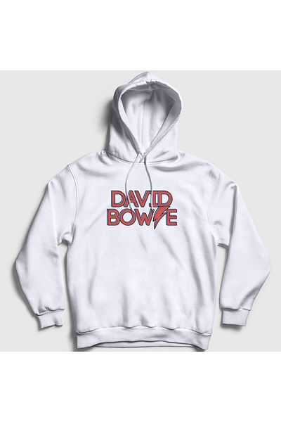 Presmono Unisex Λευκό φούτερ με κουκούλα David Bowie 301967 ττ