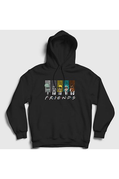 Presmono Φούτερ με κουκούλα Unisex Μαύρο American Adult Cartoon Friends 301201 ττ