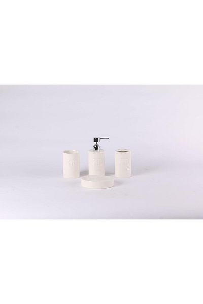 ORCHID 4PCS CERAMIC BATH SET WORDS WHITE D1929