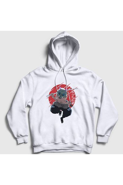 Presmono Unisex Λευκό Inosuke Hashibira Anime Demon Slayer Kimetsu No Yaiba Φούτερ με κουκούλα 308450 ττ