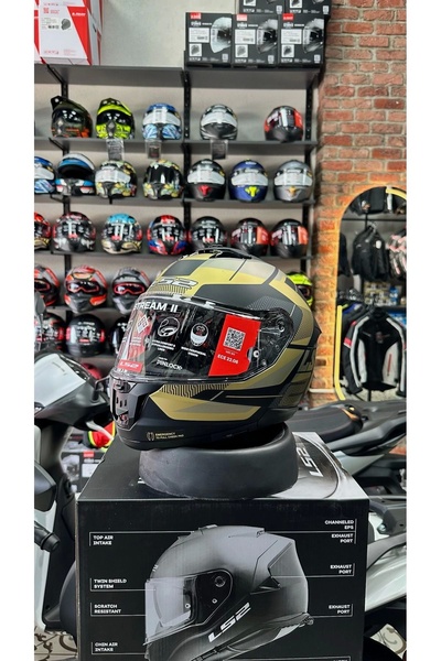 LS2 STREAM 2 ROAD MAT SİYAH-GOLD-GRİ KASK