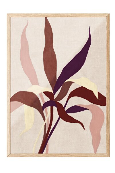 Postifull Linen Leaves Çerçeveli Tablo, Ahşap Çerçeve ve Poster, Dikey Duvar ...
