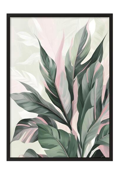 Postifull Acrylic Plant Framed Painting, Black Frame and Poster, Vertical Wall Painting Comfort Series No:108537