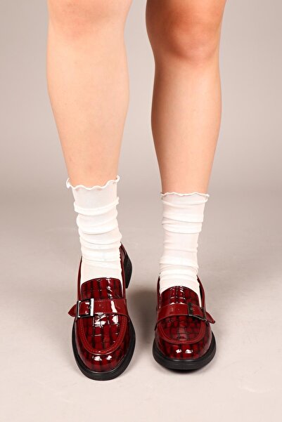 Birikon DARİA Kroko Garnili Tokalı Loafer BORDO