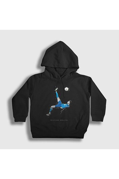 Presmono Unisex Kids Black Reverse Shot Revaşata Cristiano Ronaldo Hooded Sweatshirt326451tt