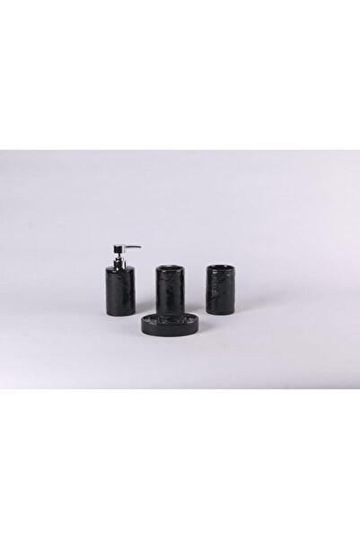 ORCHID طقم حمام سيراميك مكون من 4 قطع، ويف بلاك D19370