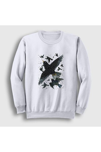 Presmono Φούτερ Unisex White Herd Of Birds Bird Crow 321391 ττ