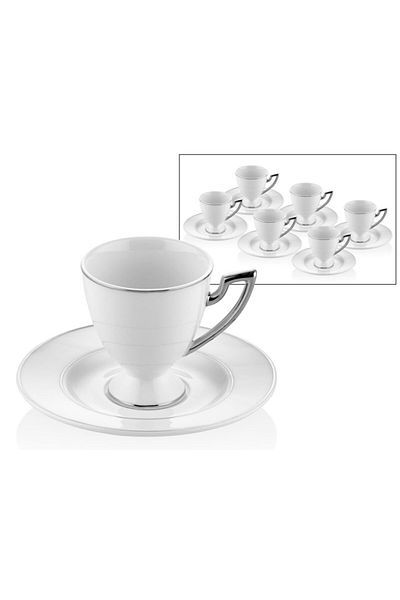 LAMEDORE Venice Platinum 6-Piece Gilded Coffee Cup Set
