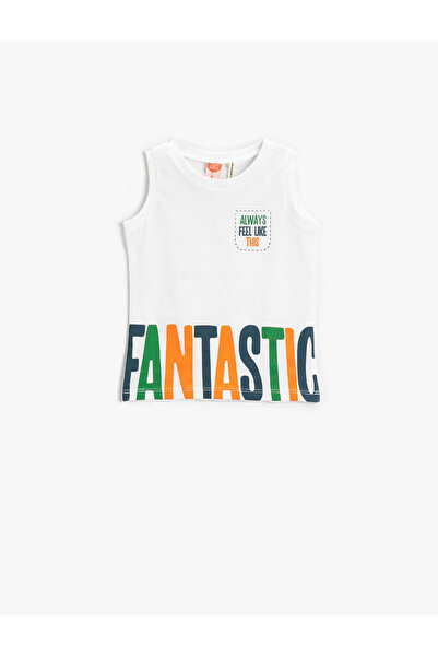 Koton Slogan Printed Undershirt Crew Neck Cotton