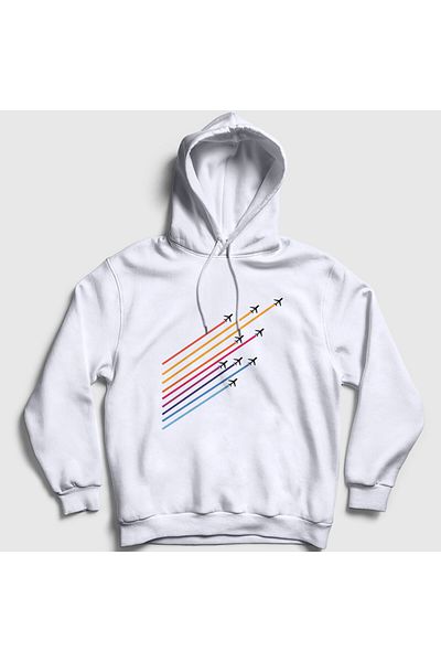 Presmono Λευκό Unisex Pilot Airplane Φούτερ με κουκούλα - 411692 ττ