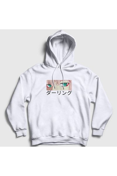 Presmono Λευκό Unisex Franxx Darling φούτερ με κουκούλα - 355159 ττ