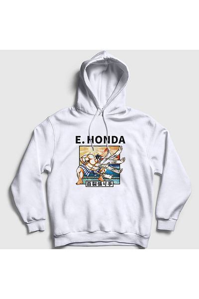 Presmono Unisex Λευκό φούτερ Honda Game Street Fighter με κουκούλα 403977 ττ