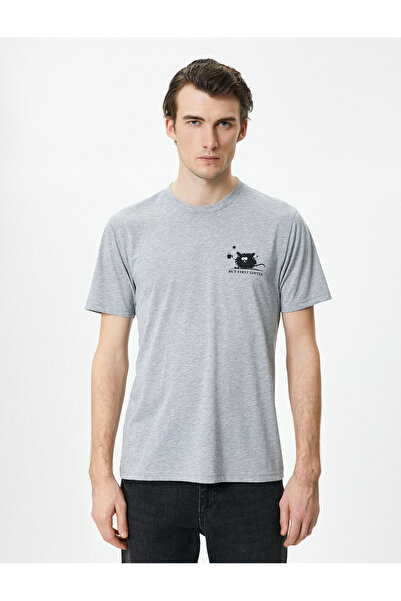 Koton T-Shirt mit Slogan-Print, schmale Passform, Rundhalsausschnitt, kurze Ärmel