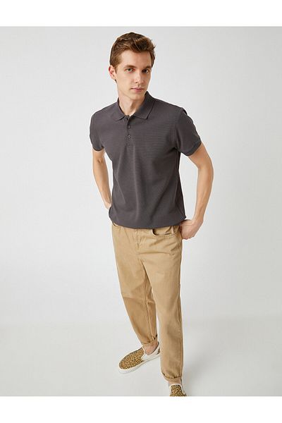Koton T-shirt με υφή Basic Polo λαιμόκοψη