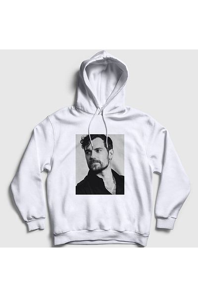 Presmono Φούτερ με κουκούλα Unisex Λευκό σε κλίμακα του γκρι Henry Cavill 358957 ττ