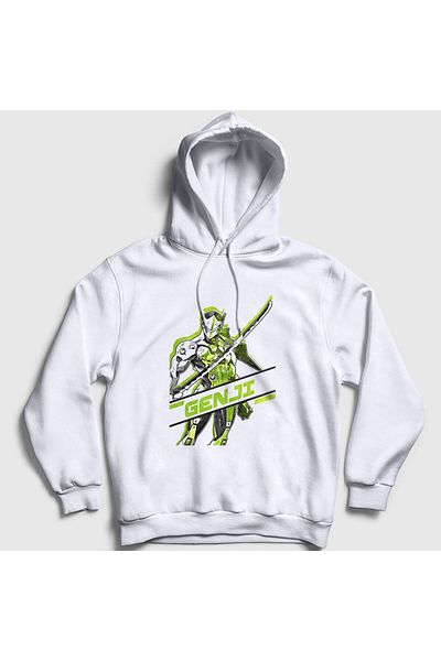 Presmono Φούτερ με κουκούλα Unisex White Genji Gaming Overwatch 358537 ττ