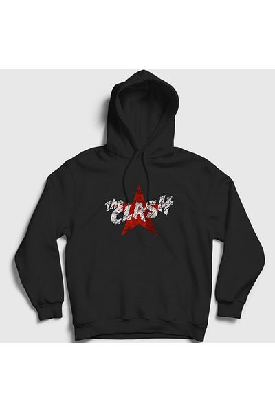 Presmono Унисекс суитшърт с качулка и черно лого The Clash 383367tt