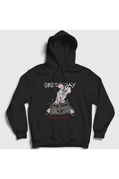 Presmono Унисекс суитшърт с качулка Black Rabbit Green Day 410657tt