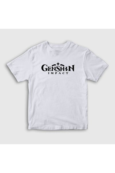 Presmono Tricou pentru copii unisex alb Logo Game Genshin Impact360662tt