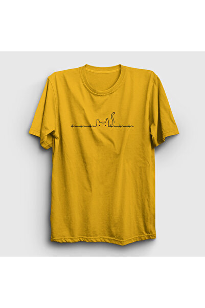 Presmono Unisex žuta EKG mačka mačka T-shirt 399000tt