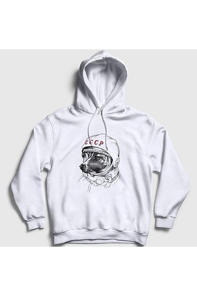 Presmono Φούτερ με κουκούλα Unisex White Laika Space Traveler Cccp 405507 ττ