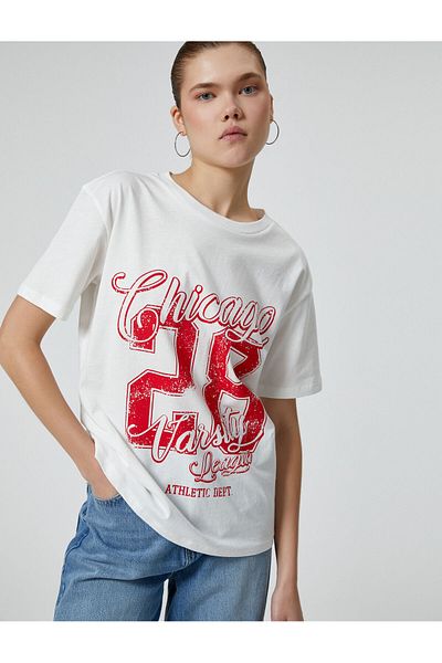 Koton College T-Shirt Short Sleeve Crew Neck Cotton