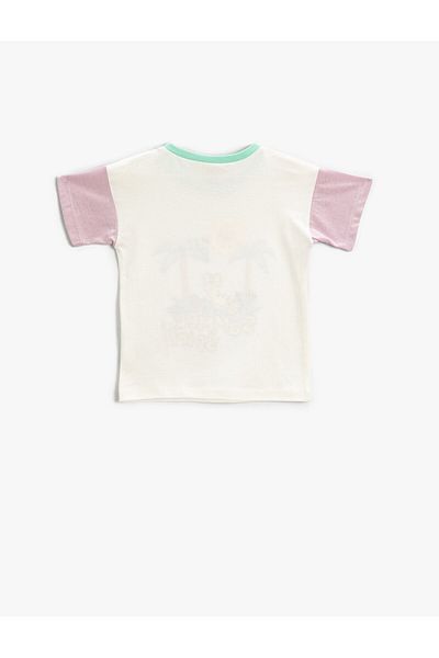 Koton Summer Themed Embroidered T-Shirt Short Sleeve Cotton
