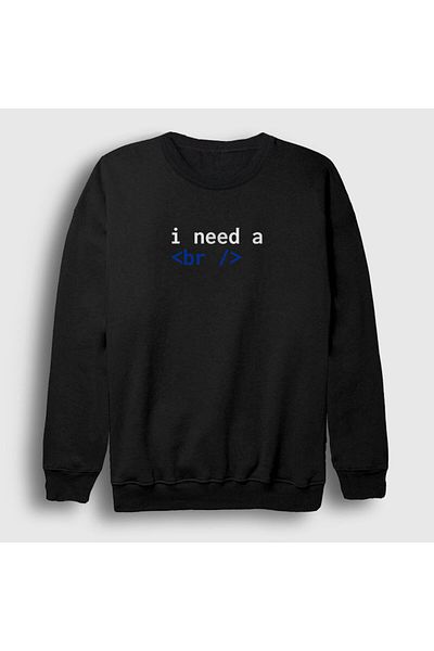 Presmono Φούτερ Unisex Black Need A Break Html Developer Software 361520 ττ