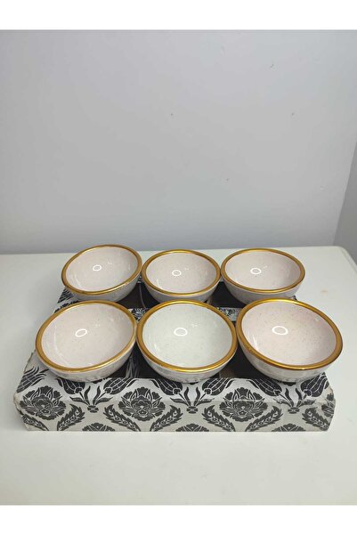 KRGZ TİCARET وعاء صغير ذو حواف ذهبية مكون من 6 قطع - وعاء للوجبات الخفيفة، وا...